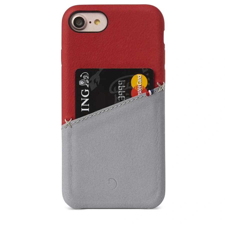 Чохол DECODED Leather Back Cover Card Case Red/Grey for iPhone SE 2020 / iPhone 8/7/6s/6 (DA6IPO7SO1RDGY)